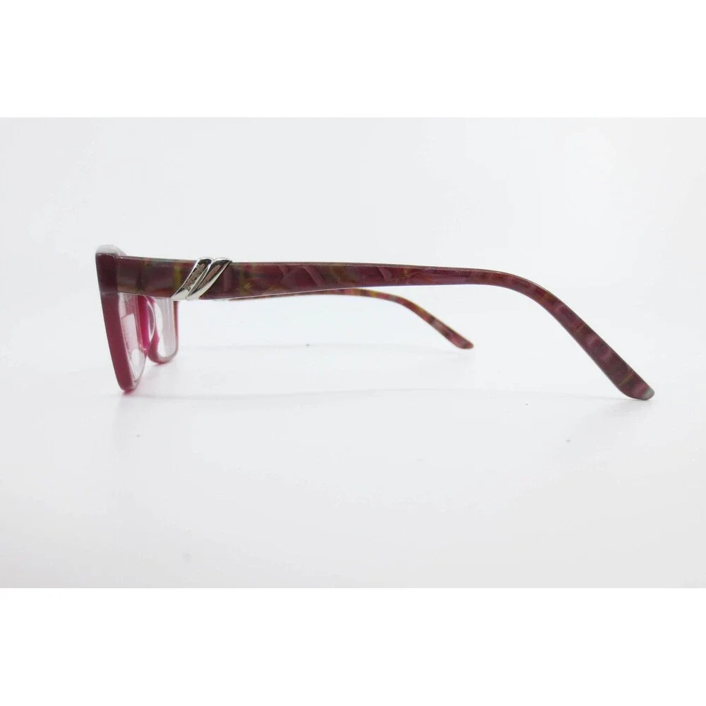 Elle EL13393 BU Burgundy Marbled Rectangular Eyeglass Frames 55-16-140 Designer